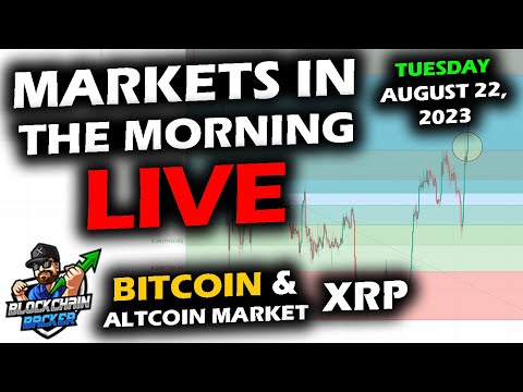 MARKETS in the MORNING, 8/22/2023, Bitcoin Price Chart, XRP Price, & Altcoin Market Hover, Stocks Up