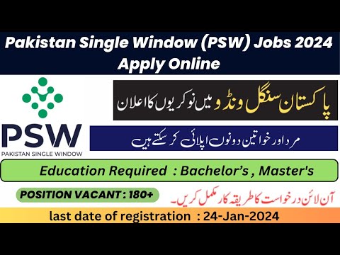 Unlock Your Career: Exciting Pakistan Single Window Jobs 2024 Revealed (PSW) Jobs 2024
