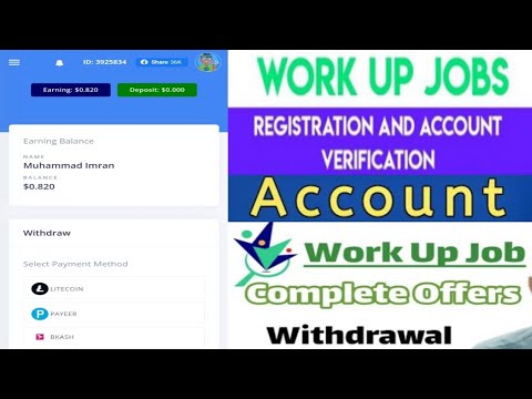 Work up jobs Registration and Account Verification || Work up jobs Withdraw Process.