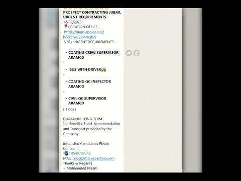 27-May-2025 Local Job vacancy in Saudi Arab | Gulf Job Urgent Vacancy | Aramco & Non Aramco projects