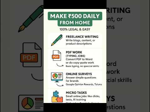 Make ₹500 Daily from Home 100% Legal & Easy. #EarnFromHome #MakeMoneyOnline #DailyIncome #income