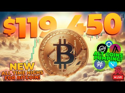 BITCOIN LIVE : BTC ALL TIME HIGH $119,450!!! ALTCOINS MOON! XLM, XRP, HBAR, ALGO