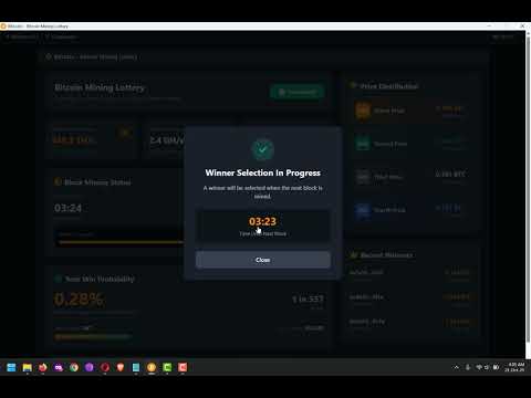 Bitcoin Mining Lottery App Demo – Full Windows UI + Real BTC API!