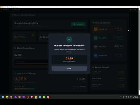 Realistic Bitcoin Mining Lottery System Built in HTML for Windows!