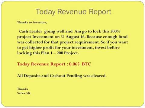 Bitcoin exchange price and revenue report CashLeader