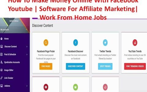How To Make Money Online With Facebook Youtube|Software For Affiliate Marketing| Work From Home Jobs