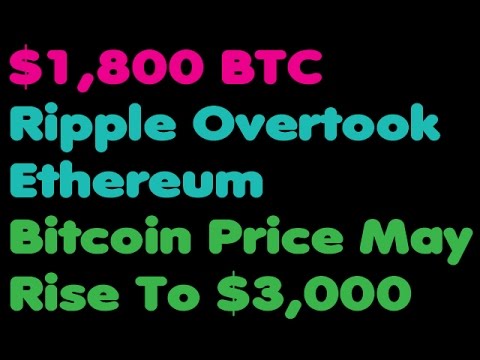 Bitcoin | Bitcoin Price May Rise To $3,000 - Ripple Overtook Ethereum - $1,800 BTC