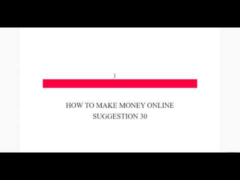 How To Make Money Online SUGGESTION 30 | Work from home