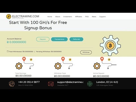 Electramine : 100 GH/s For Free Signup Bonus | New Bitcoin Cloud Mining