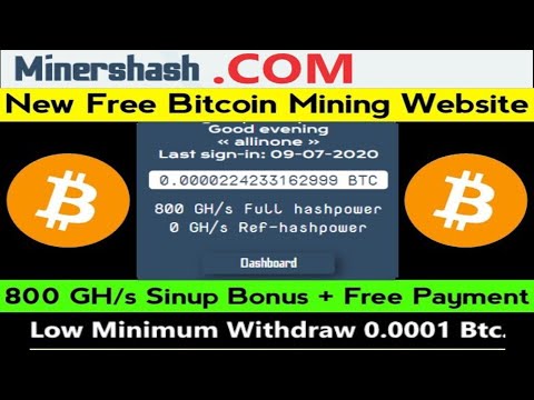 Minershash.com New Free Bitcoin Mining Website 2020 || New bitcoin Mining site 800 GHS Sign up Bonus