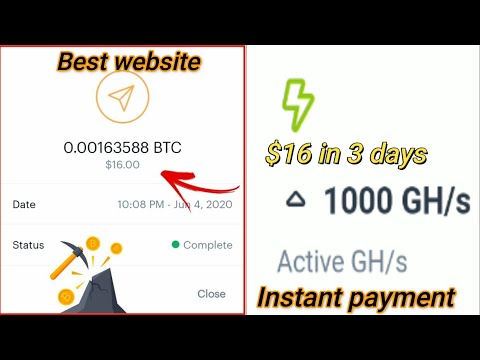 New Free Bitcoin Mining Website 2020 || $16 in 3 days  || With 1000 GH/s || Payment proof