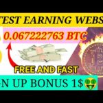 #FREEbitcoin #OnlineEarning #EarnBTC  Sign Up Bonus 1$ New FREE BITCOIN Mining Website/ NOINVESTMENT